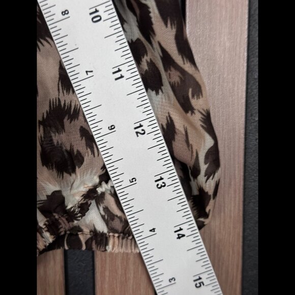 Jealous Tomato Dress Small Womens Brown Smocked Leopard Art Peasant Maxi - Picture 5 of 7